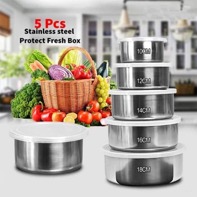5 Pcs Stainless Steel Fresh Box